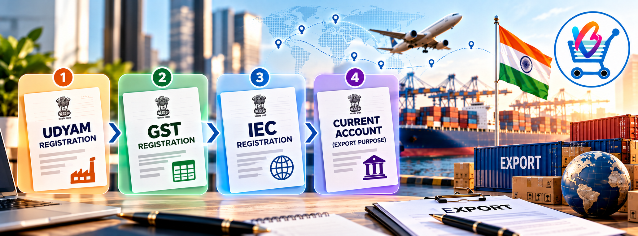 GST IEC current account and Udyam registration order for Indian exporters